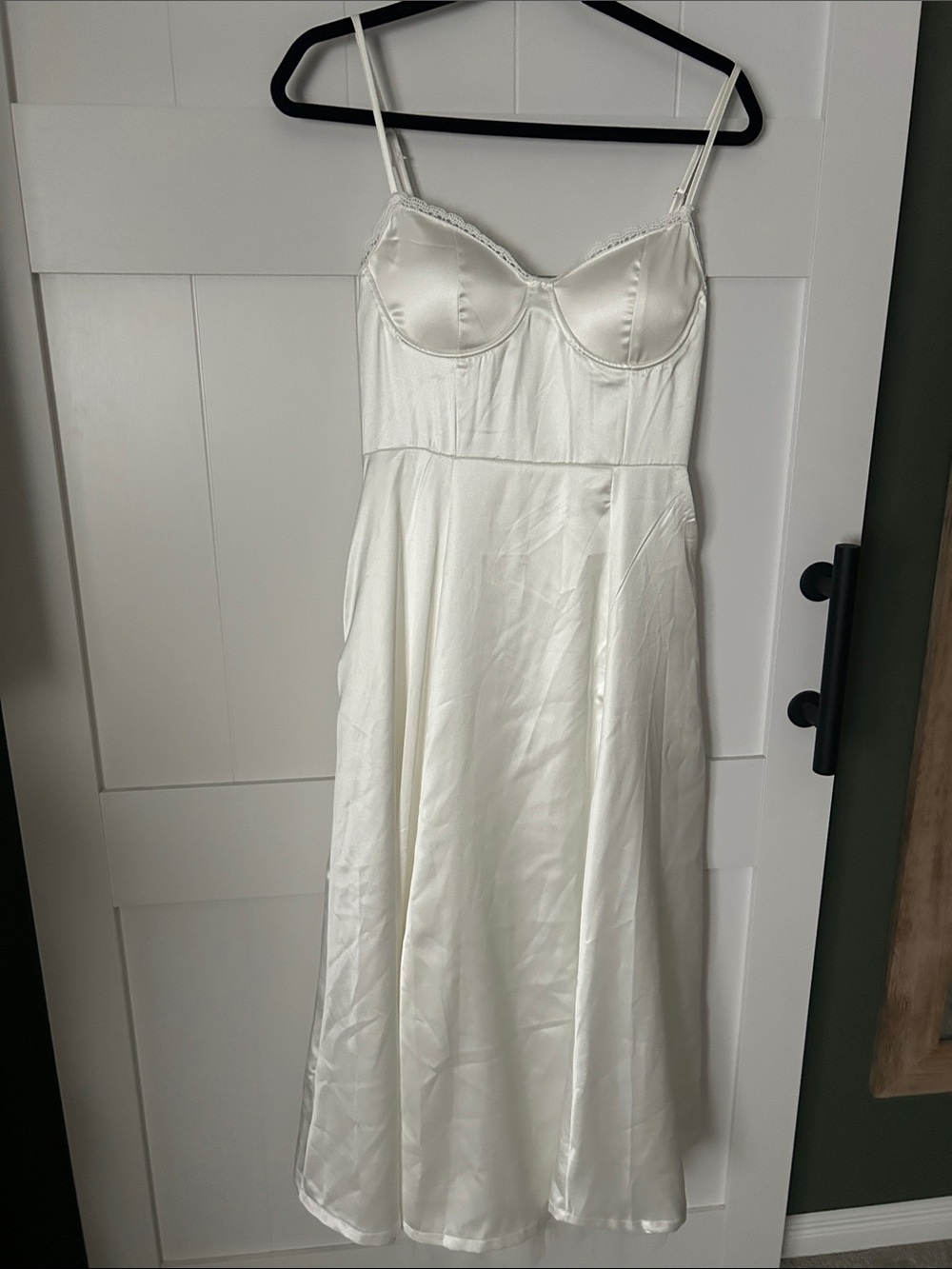 White Satin Spaghetti-Strap Slip Dress